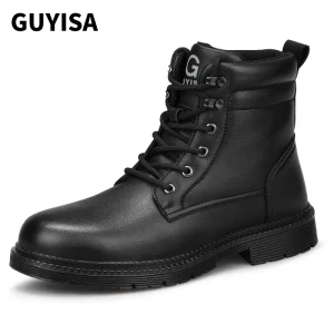 GUYISA Protective Shoes Boots Steel Toe Industries Construction Slip Resistant Work Boots With Steel Toe
