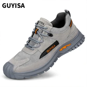 Comfortable wear resistant breathable rubber soled steel toe tennis shoes