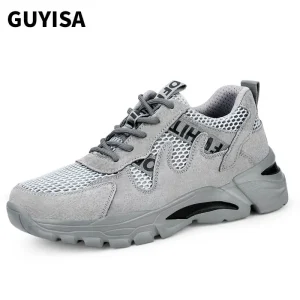 Grey Lightweight Breathable Safety Shoes Men's Women's Anti Puncture Industrial Work Shoes