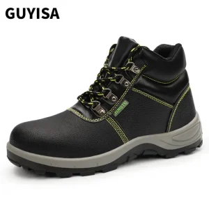 GUYISA New Fashion Waterproof Work Shoes Steel Toe Boots For Men