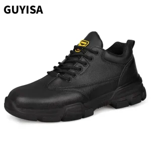 Black Work Shoes Lightweight Waterproof For Construction