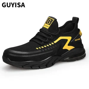 1101YW Yellow breathable anti-slip wear resistant rubber soled steel toe safety boots