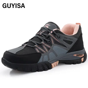 1105PKV GUYISA Pink new style low - cut anti - smash anti - puncture 10KV insulated safety shoes with up - to - standard plastic toe caps and rubber soles