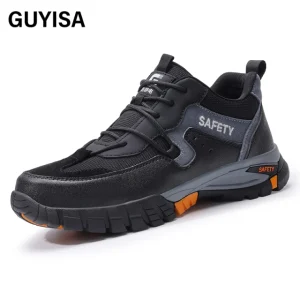 1109 GUYISA Black new European standard steel toe cap rubber sole anti - smash anti - pierce anti - static safety shoes